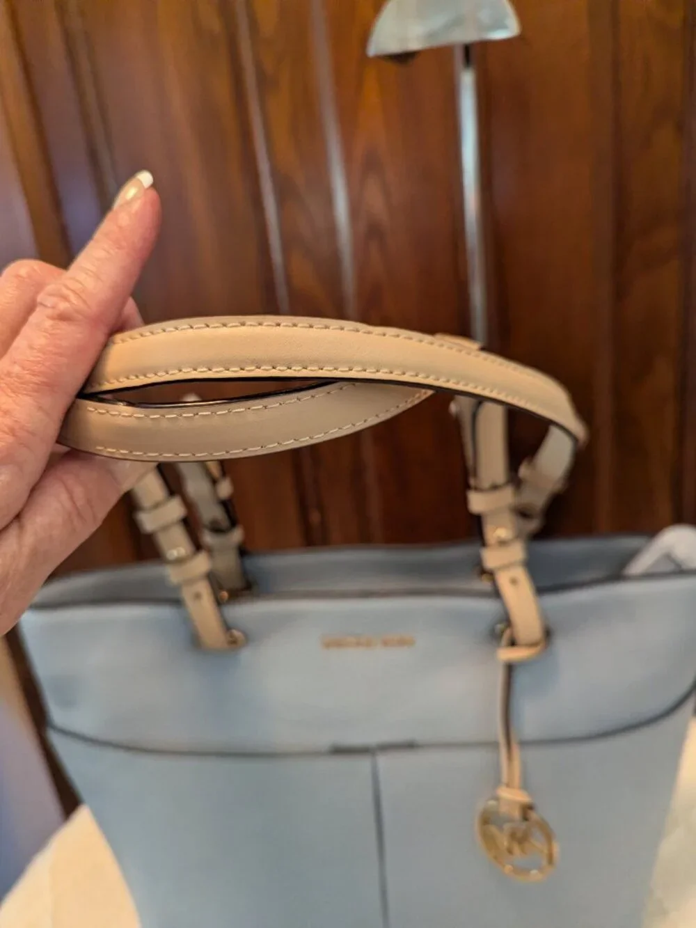 MICHAEL KORS Bedford Pale Blue Pocket Tote